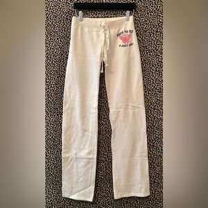 Y2K Juicy Couture Free To Be A Juicy Girl White Cotton Joggers
